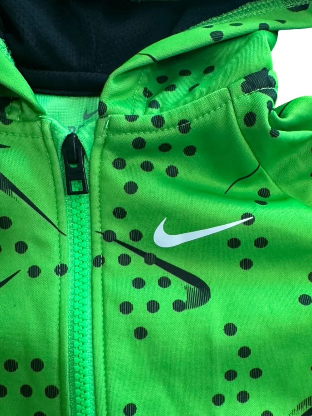 Nike NWOT Dri-FIT Youth Hoodie Full Zip Green Swoosh Print Kids 4T